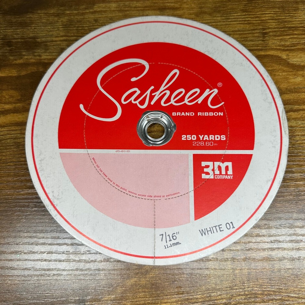3M Sasheen Brand Ribbon White 01 7/16 Inch 250 Yards Vintage Craft Supply